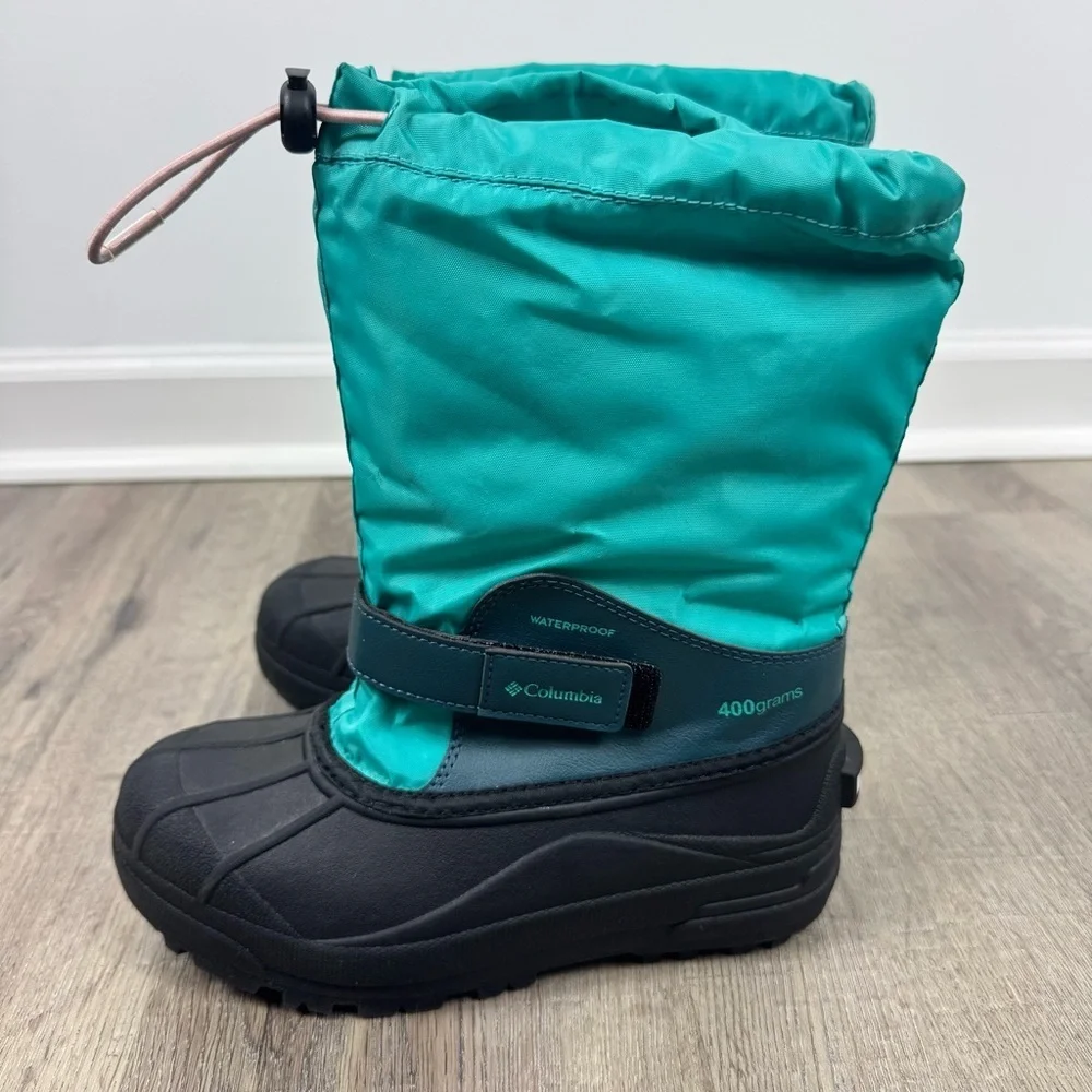 Columbia Powderbug Snow Boots Youth Size 4 Waterproof Winter Boots Aqua 400g